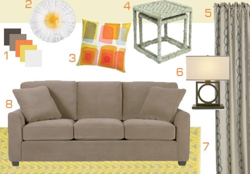 A Neutral Living Room With Citrus Accents