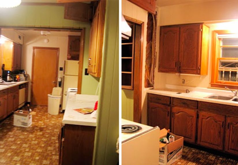 A Yellow And White Checkered Kitchen Floor