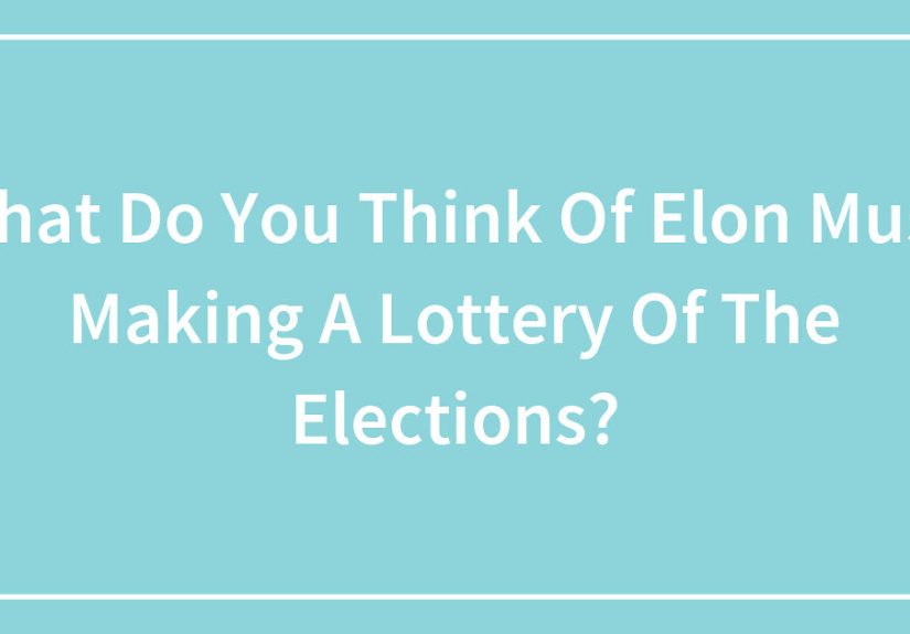 Hey Pandas, What Do You Think Of Elon Musk Making A Lottery Of The Elections? (Closed)