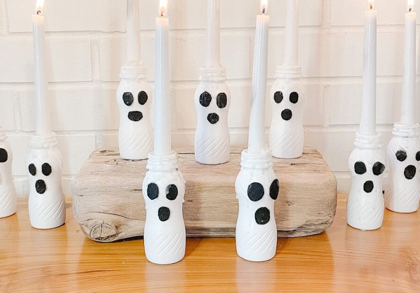How to Make Cute DIY Ghost Candles Out of Yogurt Drink Bottles