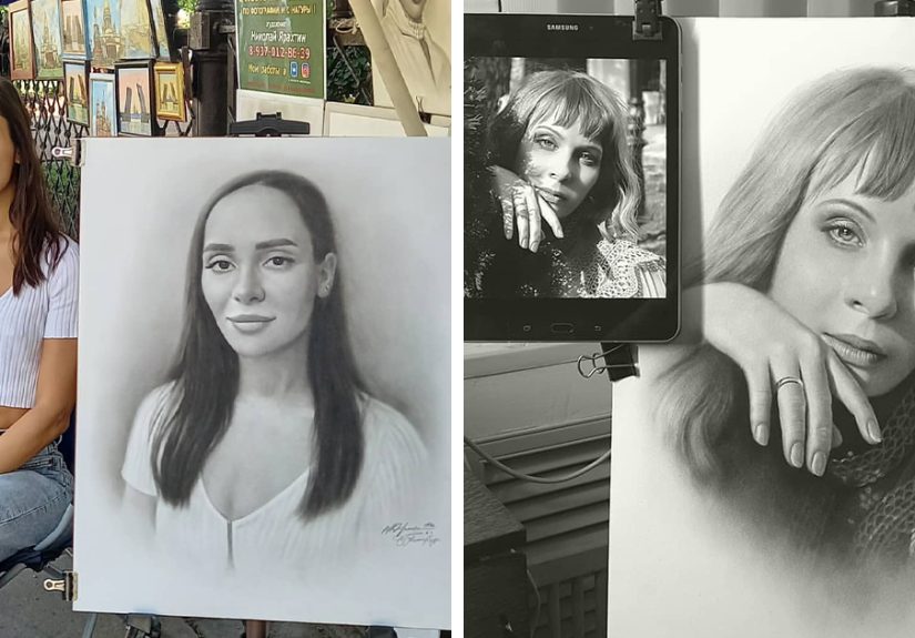 This Russian Street Artist Draws Photorealistic Live Portraits And Each One Takes Up To An Hour (102 New Pics)