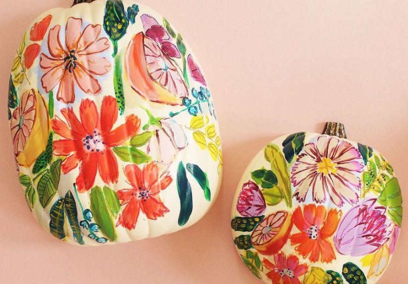 Floral Painted Pumpkins