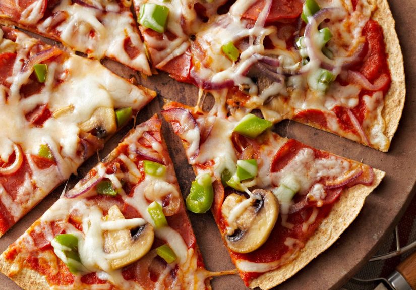Pepperoni and Vegetable Tortilla Pizza Recipe