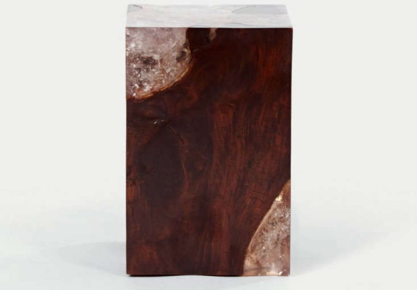 Andrianna Shamaris Teak and Resin Cube