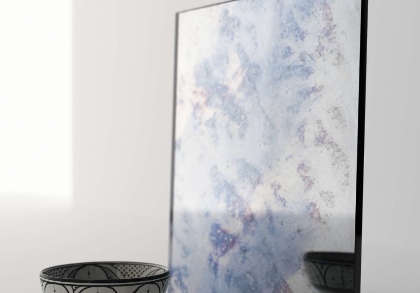 Colorful, Blue and Pink Antiqued Style Mirror Swatch