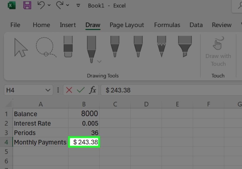 How to Calculate a Monthly Payment in Excel: PMT Function