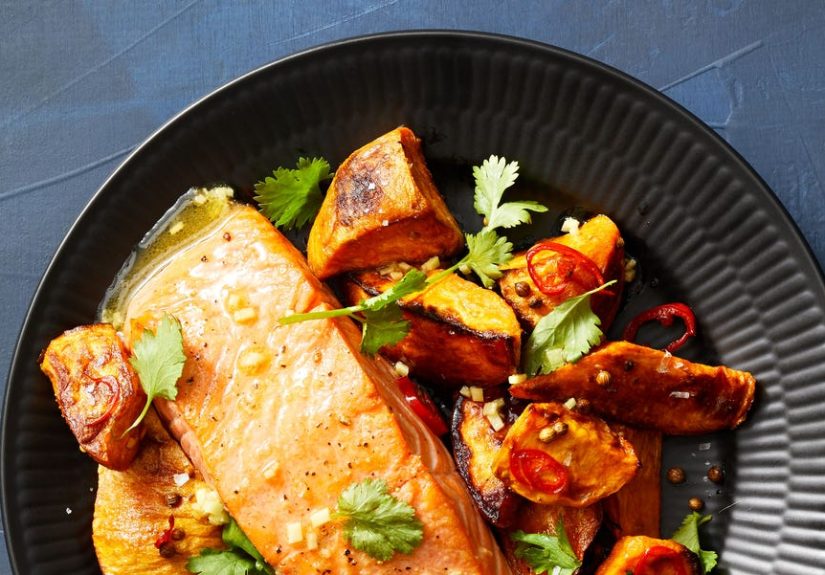 Best Seared Salmon with Spiced Sweet Potatoes Recipe - How To Make Seared Salmon with Spiced Sweet Potatoes