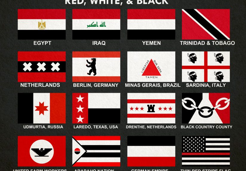 Red, White, and Black Flags From Countries, Cities, & More