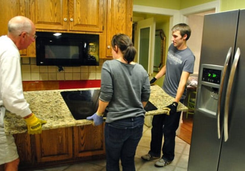 Rehanging Cabinets And Removing Granite Counters